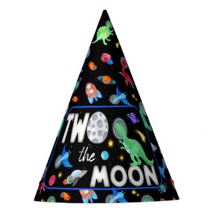 Chapeaux De Fètes Deux à la Lune Dinosaure Astronaute 2e Anniversair