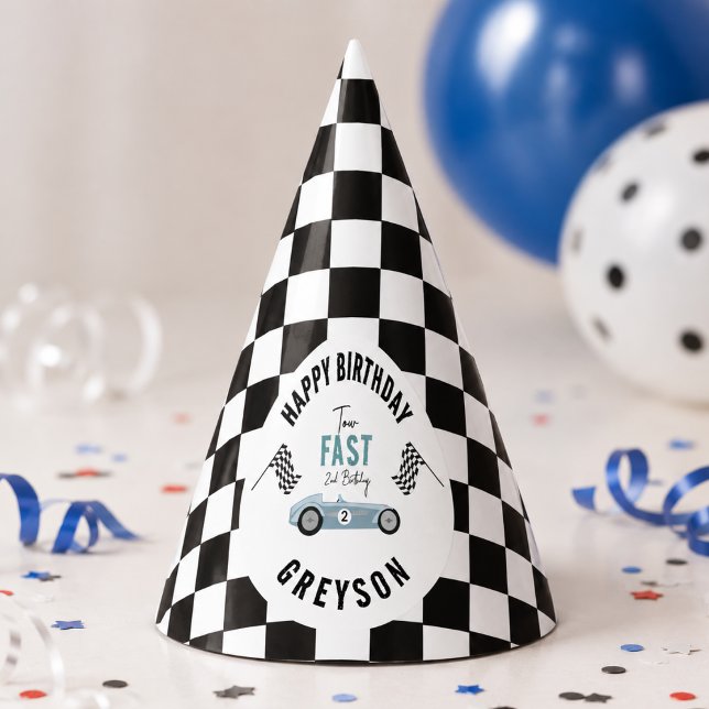 Chapeaux De Fètes Deux courses de voiture rapide garçon 2ème anniver (Two Fast Race Car Boy 2nd Birthday Party Hat
)