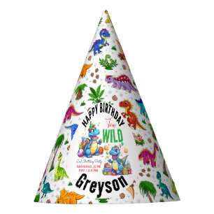 Chapeaux De Fètes Deux Dino Wild Party Boy Dinosaur 2e anniversaire