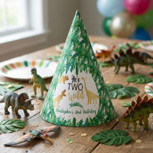 Chapeaux De Fètes Deux Dinosaures Sauvages garçons 2e anniversaire