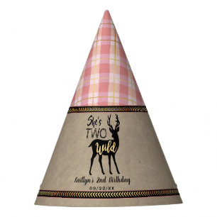 Chapeaux De Fètes Deux Filles sauvages Cerf de bois 2e anniversaire
