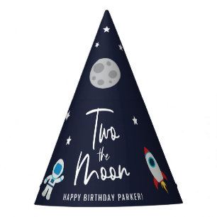 Chapeaux De Fètes Deux L'Espace Lune Thème Anniversaire