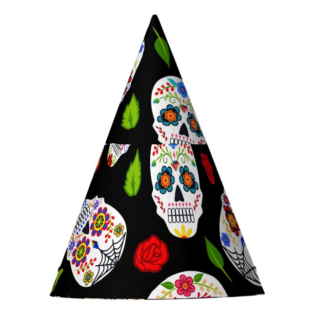 Chapeaux De Fètes Dia Los Muertos : motif crâne à sucre. (Devant)