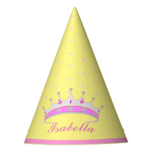 Chapeaux De Fètes Diadème de princesse, pois roses sur fond jaune