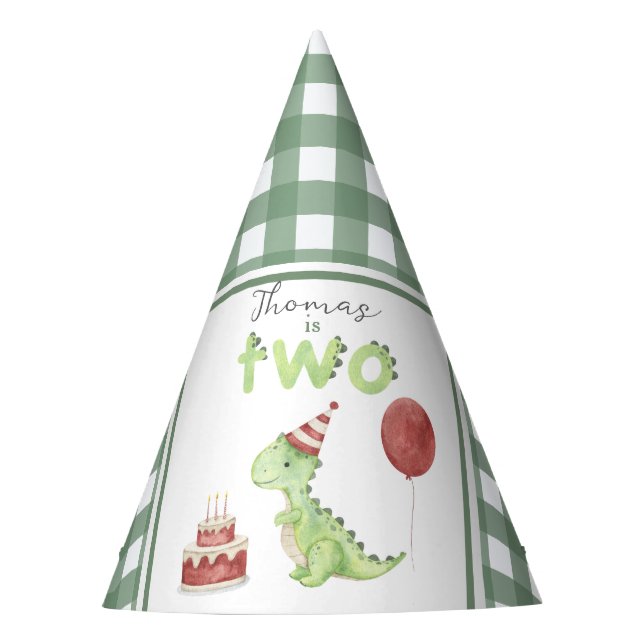 Chapeaux De Fètes Dinosaur aquarelle 2e anniversaire (Devant)