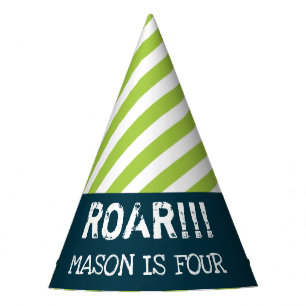 Chapeaux De Fètes Dinosaur Birthday Party Casquettes Green Stripes