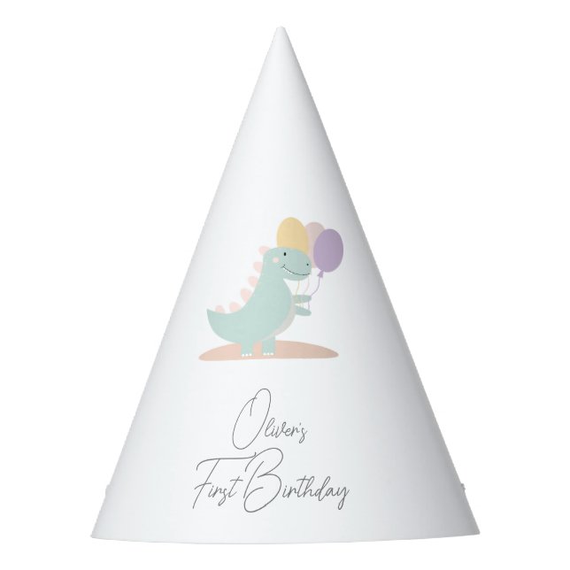 Chapeaux De Fètes Dinosaur Fille rose bleu Lilac fête d'anniversaire (Devant)