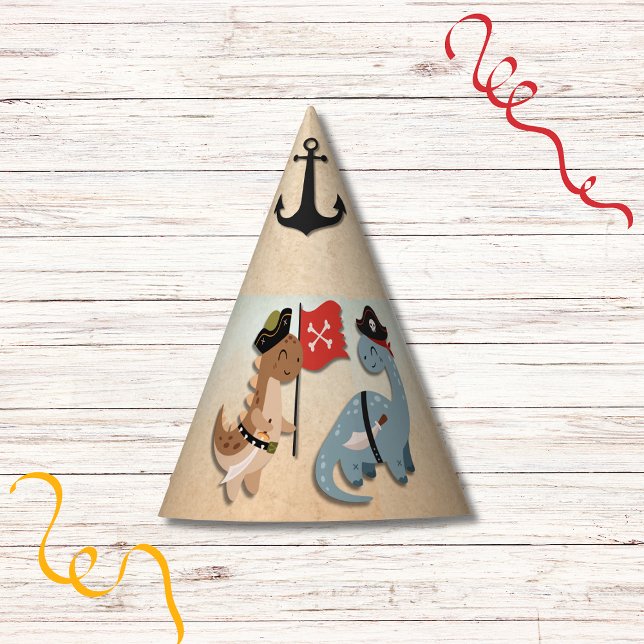 Chapeaux De Fètes Dinosaur Pirate Anniversaire Fête Jumeaux Personna (Party hats for your twins' Dinosaur Pirate Birthday Party for a swashbuckling good time!)