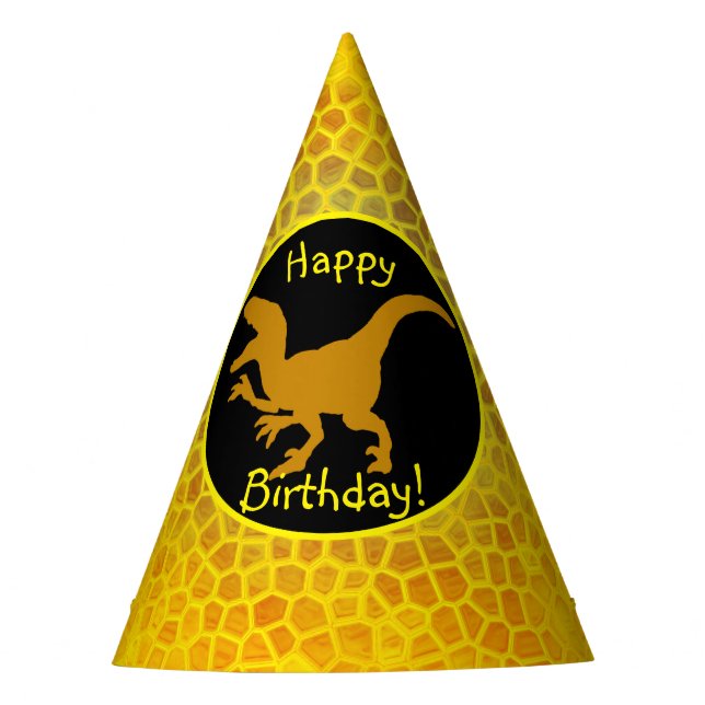 Chapeaux De Fètes Dinosaure D'Or Cachez Un Joyeux Anniversaire ! (Devant)