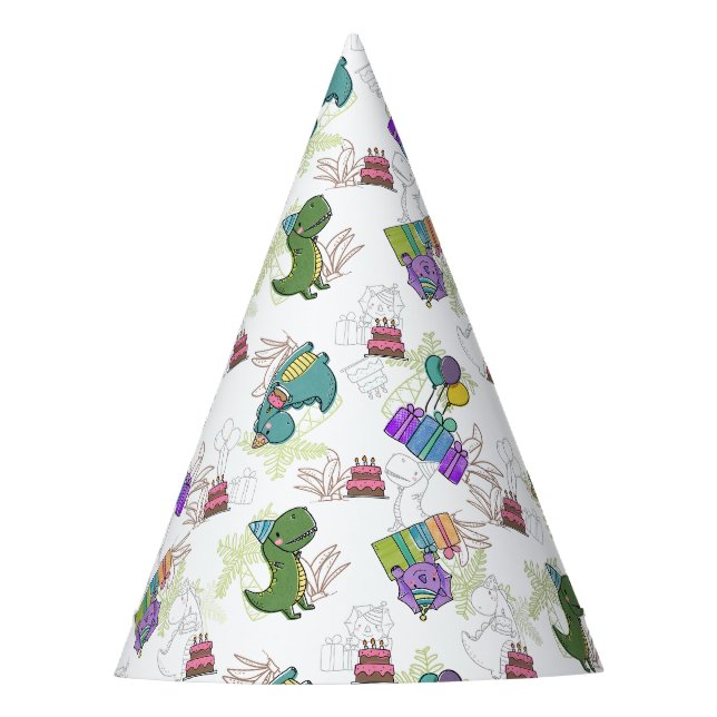 Chapeaux De Fètes Dinosaure fête d'anniversaire de Dino-Mite (Devant)