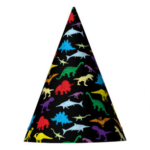 Chapeaux De Fètes Dinosaures colorés Aquarelle Anniversaire de enfan