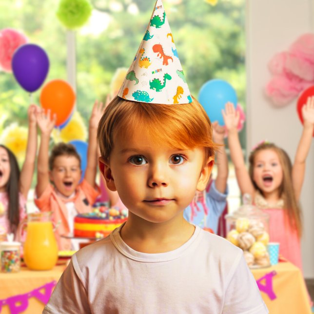 Chapeaux De Fètes Dinosaures colorés mignons Motif illustré (Créateur téléchargé)