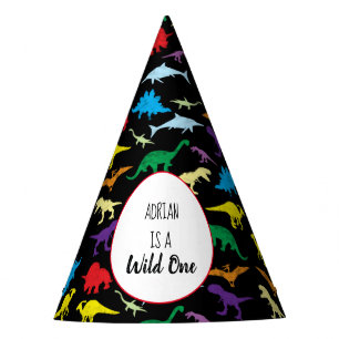 Chapeaux De Fètes Dinosaures colorés Wild One Anniversaire de enfant