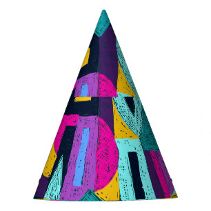 Chapeaux De Fètes Doodles rétro : pop art géométrique.