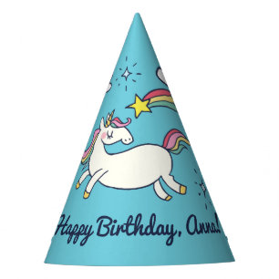 Chapeaux De Fètes Douce doodle d'anniversaire Rainbow Unicorn Stars