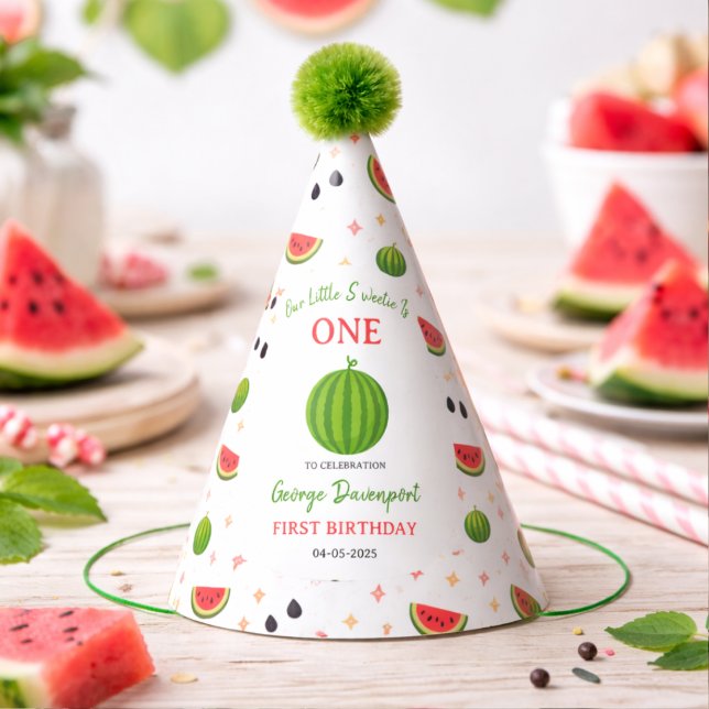 Chapeaux De Fètes Douce en une pastèque Fête d'anniversaire des 1 an (Sweet One in a Melon Watermelon 1st Birthday Party Hat
)
