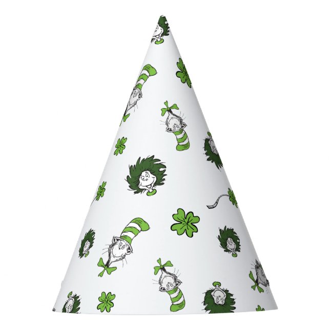 Chapeaux De Fètes Dr. Seuss | Motif de trèfle du Chat dans le Chapea (Devant)