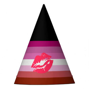 Chapeaux De Fètes Drapeau de fierté lesbienne au rouge à lèvres