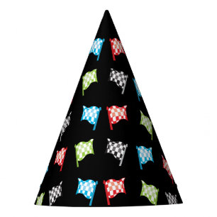 Chapeaux De Fètes Drapeaux de course colorés à l'anniversaire noir