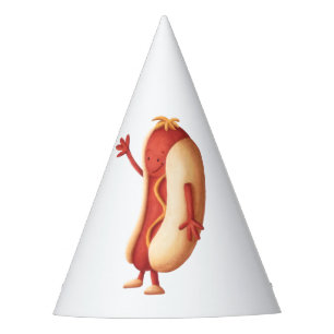 Chapeaux De Fètes Drôle chien chaud avec papier d'agitation moutarde
