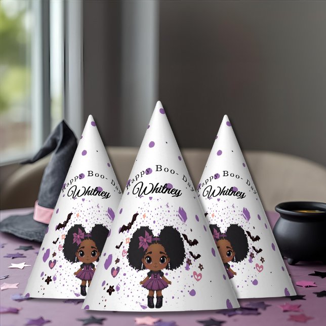 Chapeaux De Fètes Éffrayante mignonne fille afro-puff Casquette d'an (Spooky Cute girl afro-puff Birthday Hat)