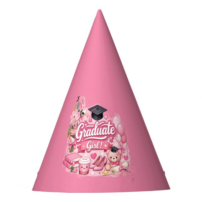 Chapeaux De Fètes Elegant Pink Floral Graduation Party hat (Devant)
