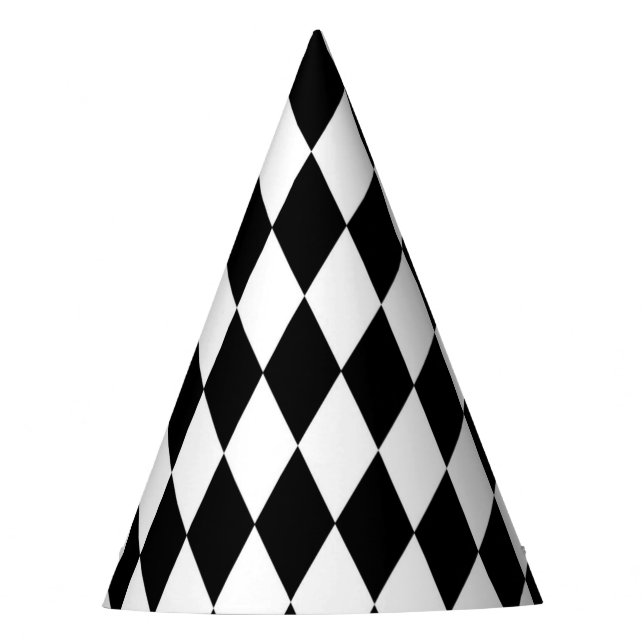 Chapeaux De Fètes Elegant White Black Harlequin Geometric Rhombuses (Devant)