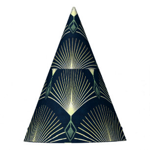 Chapeaux De Fètes Elégante Géométrie : Bleu Art Déco.