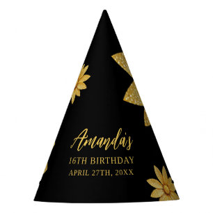 Chapeaux De Fètes Elégante Parties scintillant or Flower Sweet 16 An