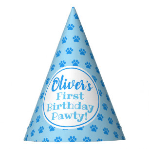 Chapeaux De Fètes EMPREINTE DE PATTE BLEU Chiot Anniversaire Casquet