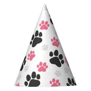 Chapeaux De Fètes Empreinte de patte rose noire Chien Propriétaire A