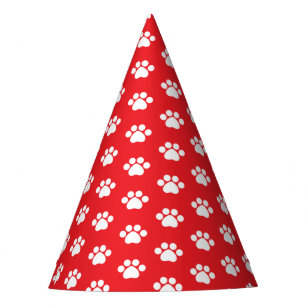 Chapeaux De Fètes Empreinte de patte - rouge