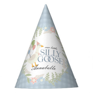 Chapeaux De Fètes En vichy Floral Goose Silly Bleu Fête Anniversaire