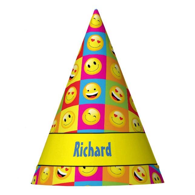 Chapeaux De Fètes Enfants Emoji fête d'anniversaire joyeuse Smilies  (Devant)