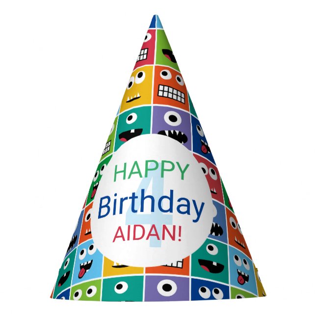 Chapeaux De Fètes Enfants personnalisés Monster Birthday Party Ajout (Devant)