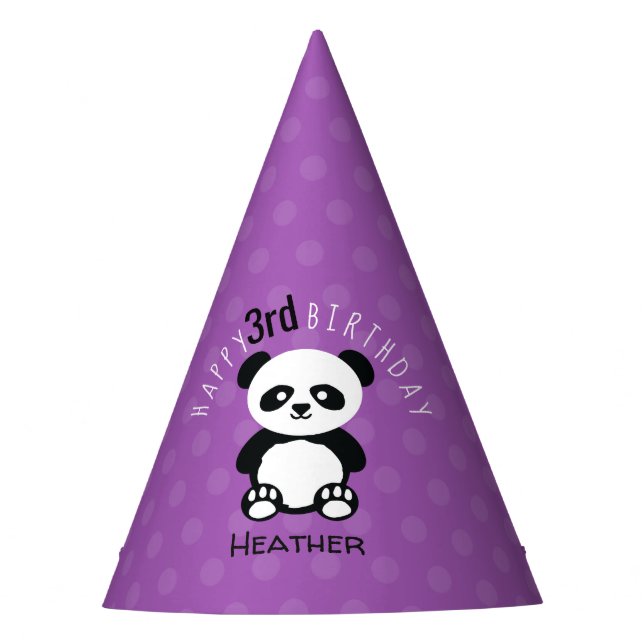 Chapeaux De Fètes Enfants Personnalisés Panda Kawaii Anniversaire Vi (Devant)