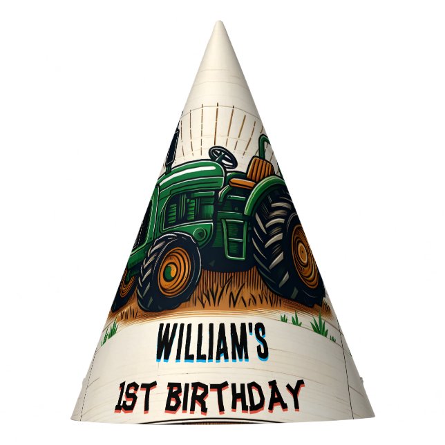 Chapeaux De Fètes Enfants retro garçon tracteur cool premier 1er ann (Devant)