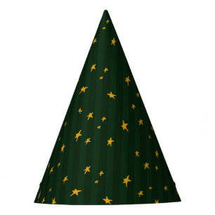 Chapeaux De Fètes Étoile de Noël verte jaune rayée Holiday