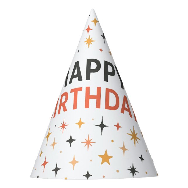 Chapeaux De Fètes Étoile Moderne Rétro Joyeux Anniversaire (Devant)