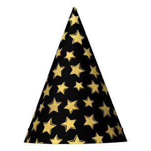 Chapeaux De Fètes Étoiles brillantes d'or sur le casquette noir de