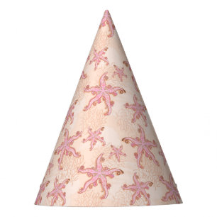 Chapeaux De Fètes Étoiles de mer et motif pastel rose corail