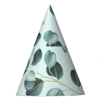 Chapeaux De Fètes Eucalyptus Bliss : Motif d'aquarelle turquoise.