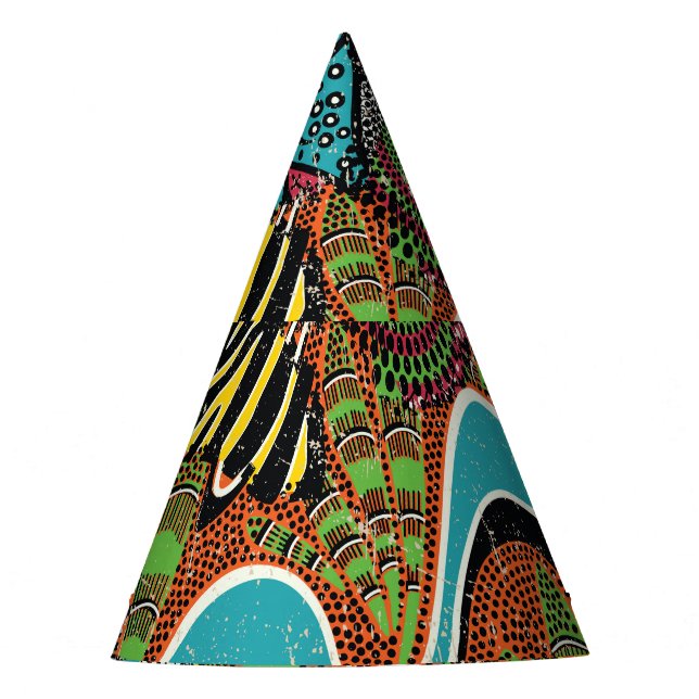Chapeaux De Fètes Fabric africain : Patchwork d'animaux sauvages. (Devant)