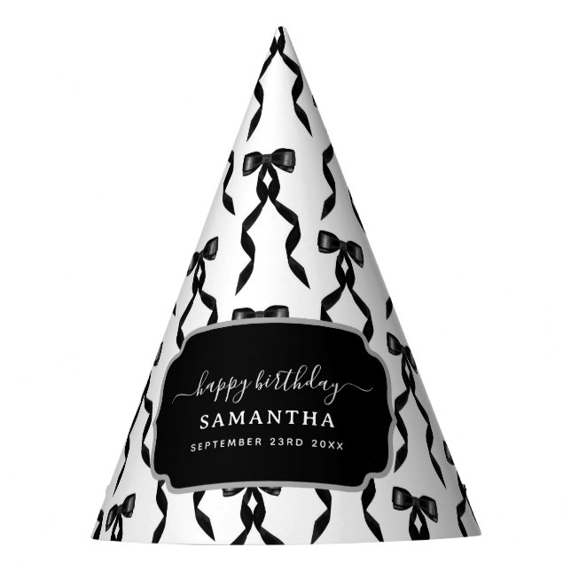 Chapeaux De Fètes Fancy Aquarelle Noir Bow Anniversaire (Devant)