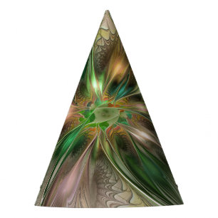 Chapeaux De Fètes Fantaisie Abstraite Moderne Fleur Fractale Colorée