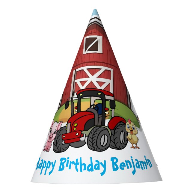 Chapeaux De Fètes Farmyard Animal Fun Red Grange & Tracteur rouge (Devant)