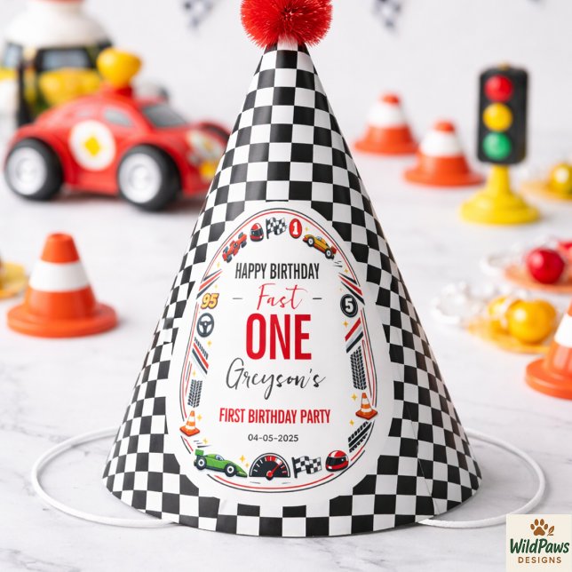 Chapeaux De Fètes Fast One Race Car Boy 1st Birthday Party (Fast One Race Car Boy 1st Birthday Party Hat
)