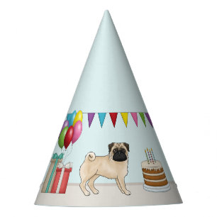 Chapeaux De Fètes Fawn Pug Chiot de Dessin Animé Coloré Anniversaire