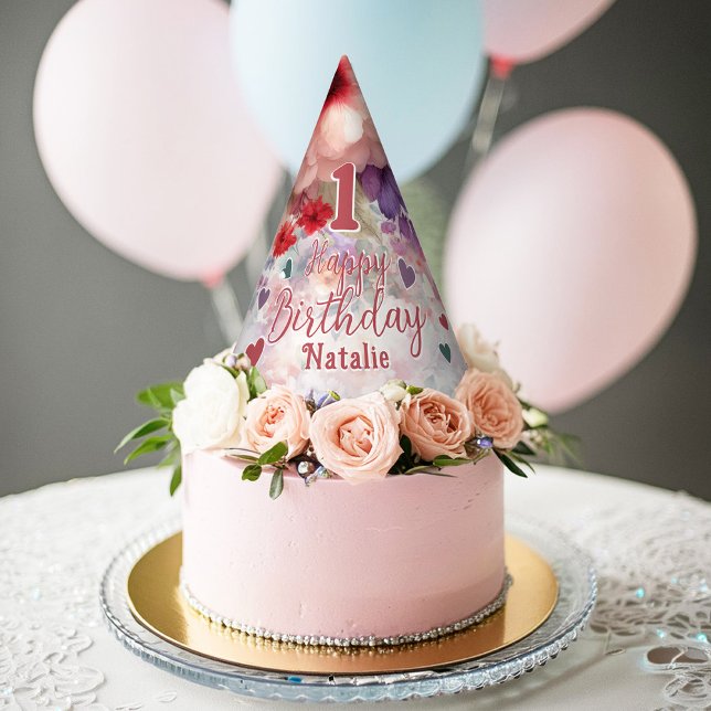 Chapeaux De Fètes Fée Anniversaire Fête Enchanted Watercolor Garden (Fairycore Themed Party Floral Garden Birthday Party Hat)