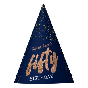 Chapeaux De Fètes Fête d'anniversaire 50 ans Moderne Or et Bleu Ci